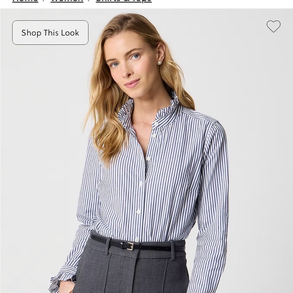 J. Crew Ruffleneck Button-up Top - Picture 4 of 6